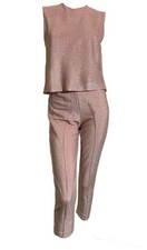 True Vintage PINK LUREX 1960s Pants and Top Set XS