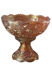 VTG Imperial Glass Marigold Carnival Glass Broken Arches Fruit Punch Bowl+Stand
