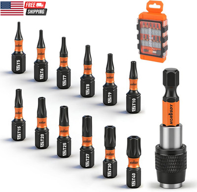 Tamper Proof Torx Bit Set, 13-Pieces T5-T40 Security Torx Bits with Magnetic Tip