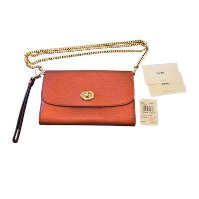 Coach Metallic Currant Leather Chain Convertible Crossbody Wristlet F22828