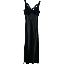 Vintage Zum Zum Prom Dress Maxi Gown 3/4 Black Velvet Goth Y2K Witchy Babydoll