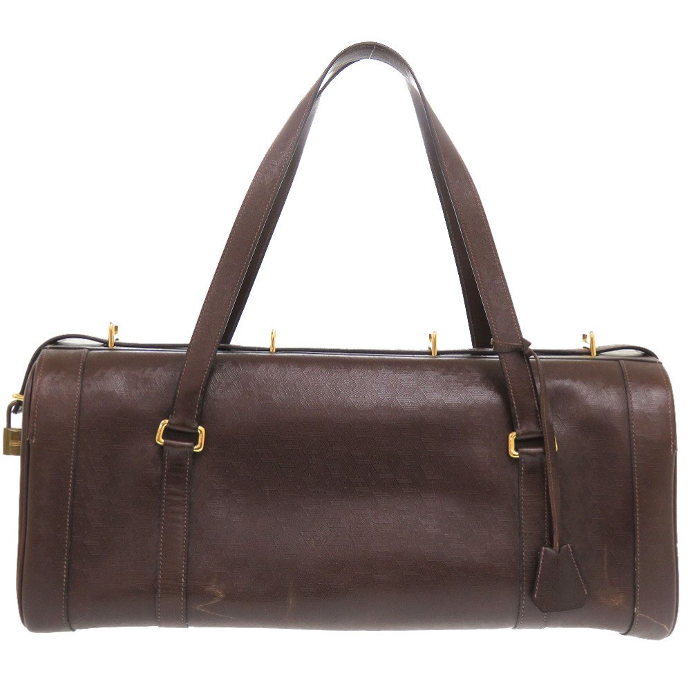 ノベルティ HERMES 本革バック ボタン印字 AUTHENTIC HERMES vintage Duffle Bag Brown Leather 0713 | eBay