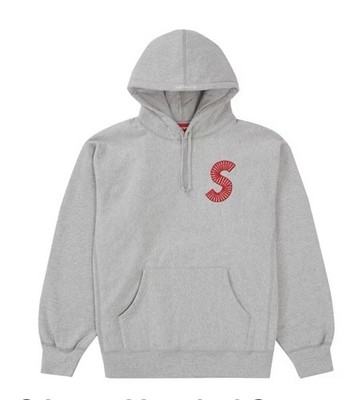 DS FW20 Supreme Gray S Logo Pullover Hoodie Men's M Long Sleeve