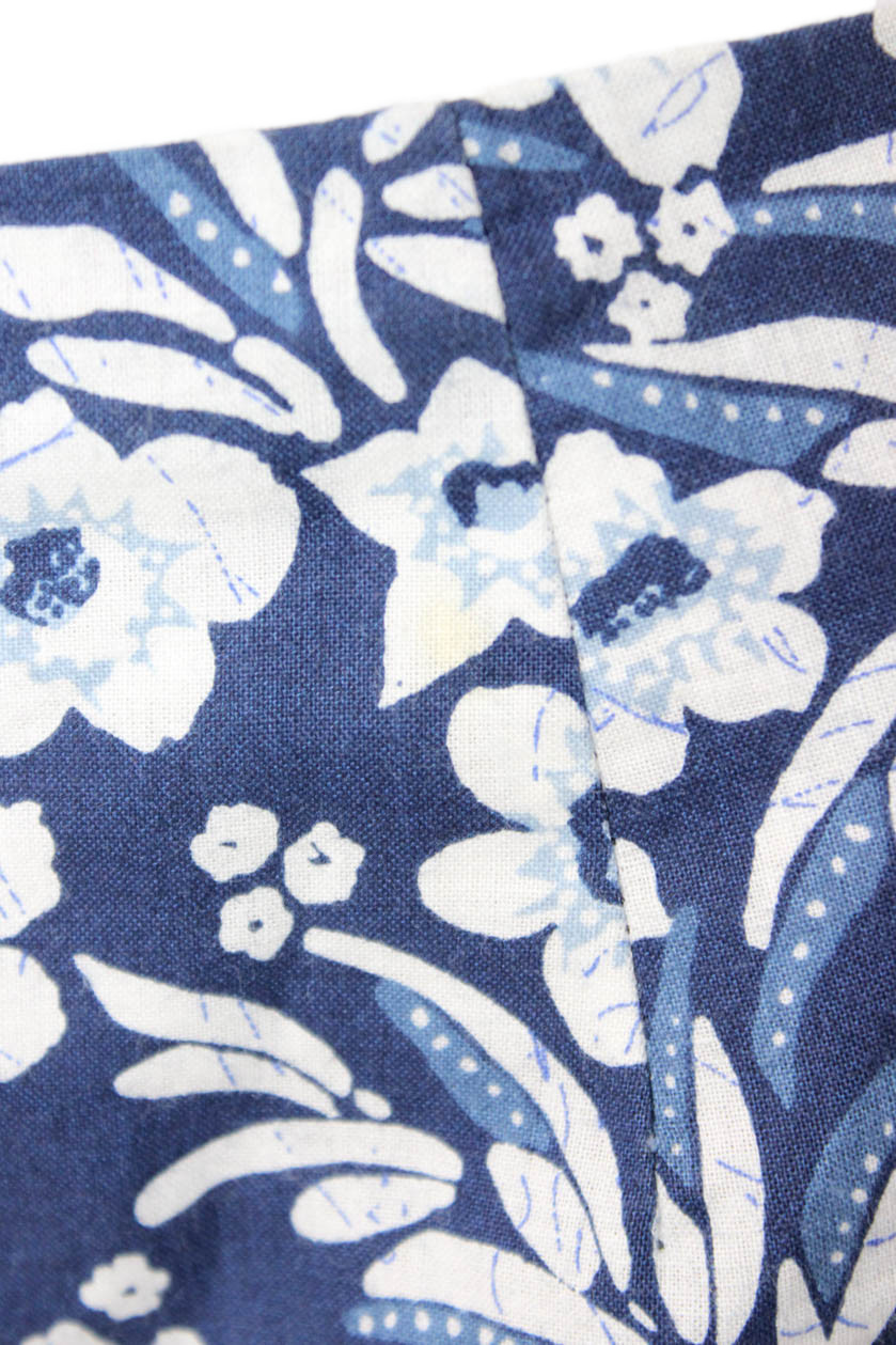 Michael Kors Unisex Dark Blue Floral Cotton Zip Shorts Size 8 thumbnail 5