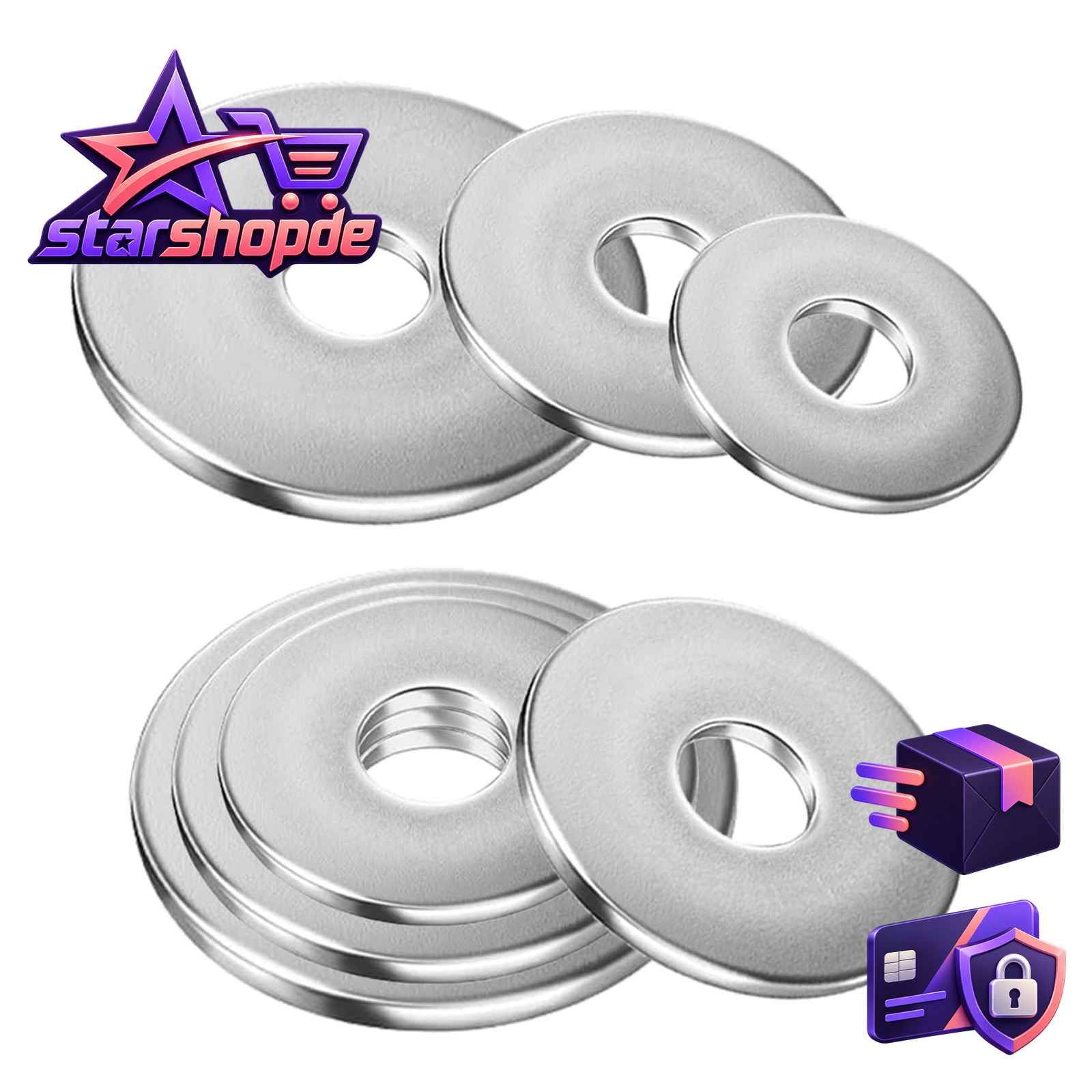 Unterlegscheiben Edelstahl M10 x 25mm 2mm Dicke Rostfrei DIN 125 20 Stück
