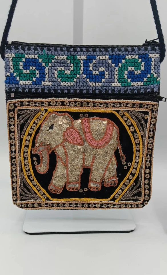 Juego de 2 bolsas de viaje con lentejuelas elefante y bandolera 6 pulgadas x 6,5 pulgadas hechas a mano  Foto 3 de 4