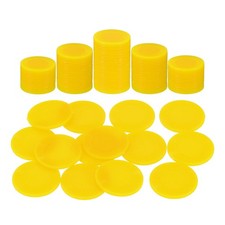 100Pcs Yellow Pattern 1" Plastic Poker Chip Bingo Chip Learning Counter for Game
