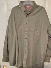 Red Kap Work Shirt 2XL Long Sleeve Durable Button Industrial Uniform Tan Khaki