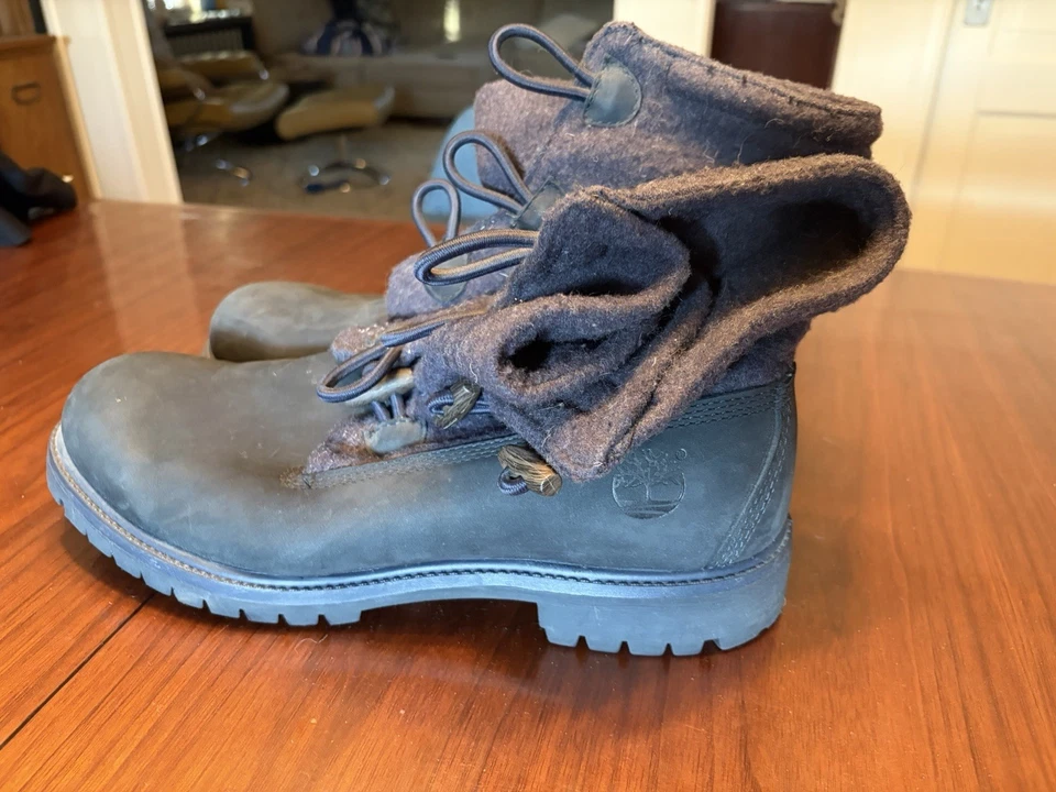Botas Timberland azul marinho lã e couro fecho alternado tamanho 12 NOVAS - Imagem 4 de 4