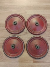 Gilbert Erector Set 1930's 3" Red Painted Steel Disc Wheels Set of 4 Heavier
