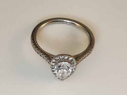 Platinum 950 - 0.76ct E/VS1 Pear Brilliant tdw 1.01ct Lab Grown Diamond Ring M - Picture 7 of 16