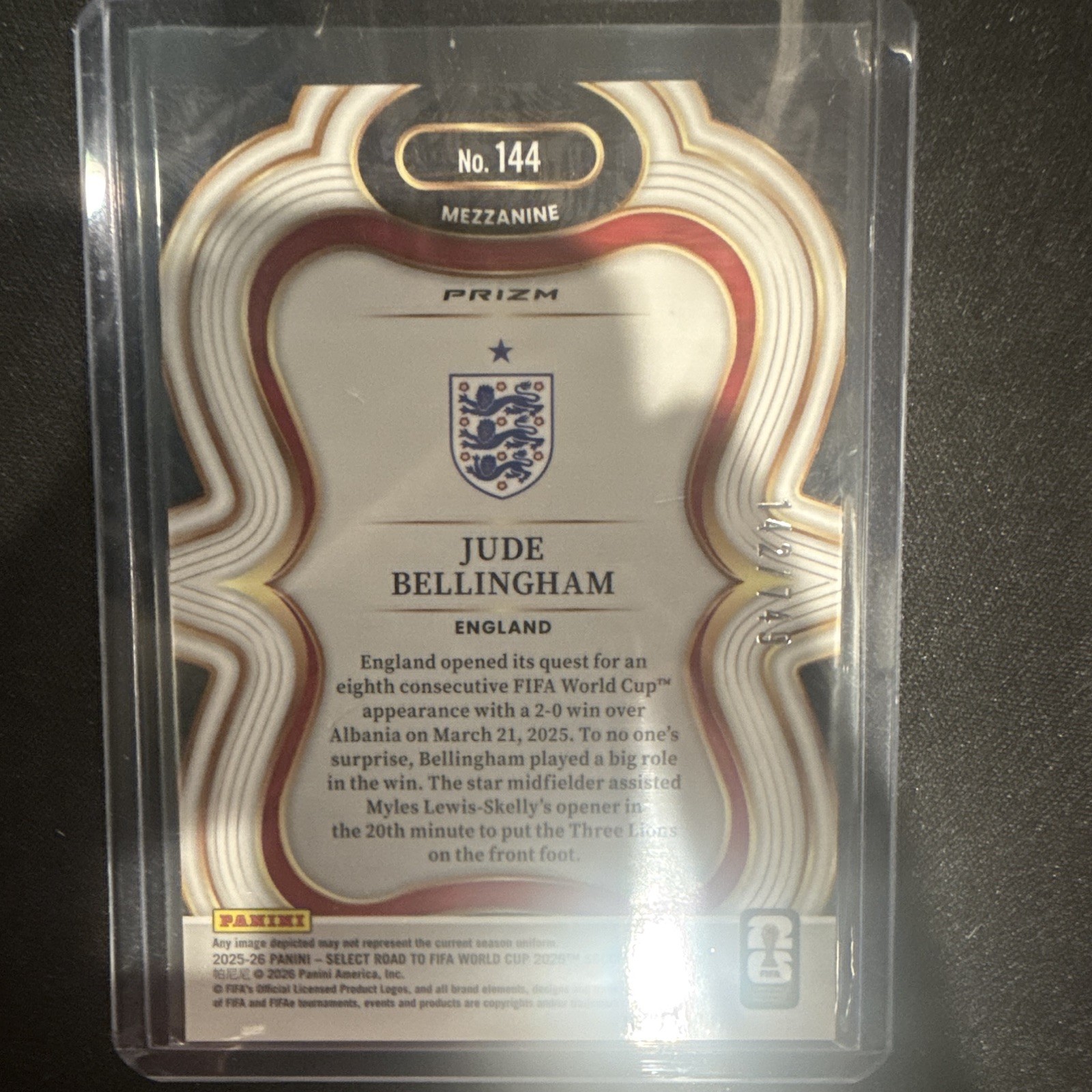 Panini Select Jude Bellingham England #144 Mezzanine Prizm 142/749 view 2