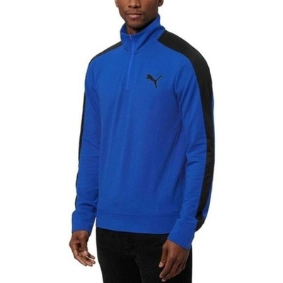 Puma Stretchlife Men's Blue & Black 1/4 Zip Athletic Pullover Jacket Size Medium