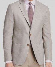 Michael Kors Men's Beige Herringbone Woven Sport Coat Suit Jacket Size 46R