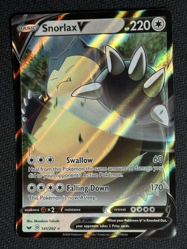 Snorlax V #141/202 Ultra Rare Holo SWSH01: Sword & Shield Base Set Pokemon NM