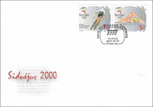 Olympic Games XXVII Sydney Australia Cycling And Swimming Lithuania FDC 2000