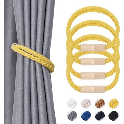 Magnetische Vorhang Raffhalter Holz, Boho-Dekor, handgefertigt, Baumwollseil,...