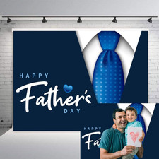 Happy Father  S Day Photography Backdrop Blue Necktie Super Dad Family Party Deco
