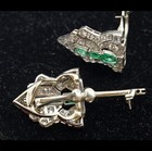 MARCUS & CO Art Deco Platinum Gold Brooch Clips Pendant Diamonds Emeralds (7708) — photo 10
