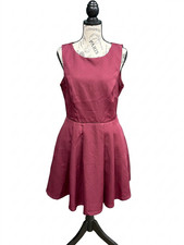 Lulus Burgundy Backless Skater Mini Dress Wine Red XL
