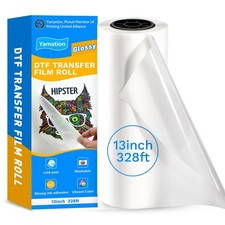 DTF Transfer Film Roll: 13 Inch x 328 Feet Glossy Clear PET Paper Cold Peel D...