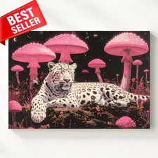 Canvas Cosmic Leopard Wall Art Dreamscape Fantasy Jungle Psychedelic Lounging