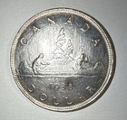 1938 Canada One Dollar Coin KM #37 .800 Fine Silver George VI Canoe 90k Mintage — photo 5