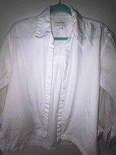 Banana Republic classic crisp white blouse L/S placard front rounded bottom