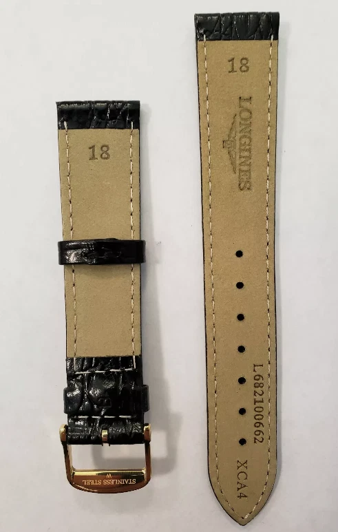 Longines Semi Matt Black Calf Leather Strap 18mm - Image 2 of 2