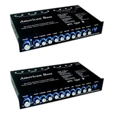 (2) American Bass AB-7B-V | 7 Band Parametric Equalizer Pre-Amp + LED Volt Meter