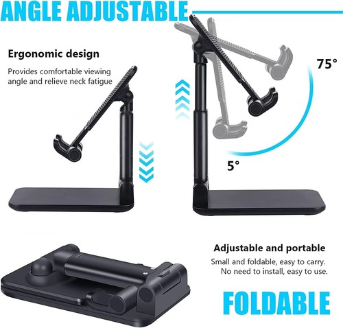 2pcs Adjustable Metal Desk Tabletop Phone iPad Tablet Stand Holder Foldable - Picture 6 of 30