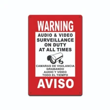 SURVEILLANCE SIGNS WARNING SECURITY CCTV SIGN AUDIO VIDEO CAMERA SPANISH ENGLISH