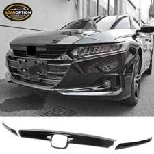 Fits 21-22 Accord Gloss Black Front Grille Moulding Cover Trim + Eyelid Cover