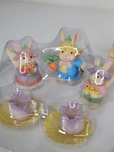 Juego de 8 estatuillas adorables Angel Bunny Family Tea Party de colección - Mini 1994 leer