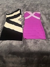 Stretchy Black/Beige Petite One Shoulder Form Fitting Bodycon Dress Petite XS/S