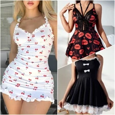 Women Chemise Nightwear Lace Sleepwear Full Slip Babydoll Lingerie Sexy Dress