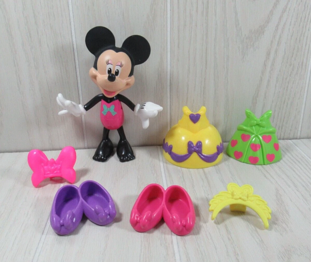 Disney Minnie Mouse Bowtique Dress Up Snap Clip On clothes bow shoes set lot