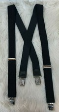 Decalen Suspenders Made Poland Stretchy Black Silver Hardware Mens Heavy Duty