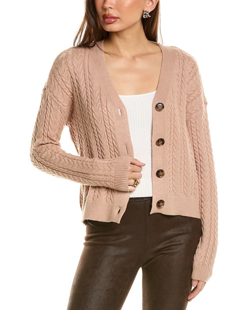 T Tahari Cable Cardigan Womens Beige M