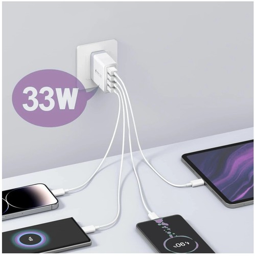 Universal Travel 4 Port QC3.0 USB Wall Charger Power Adapter for iPhone Samsung - Picture 5 of 6