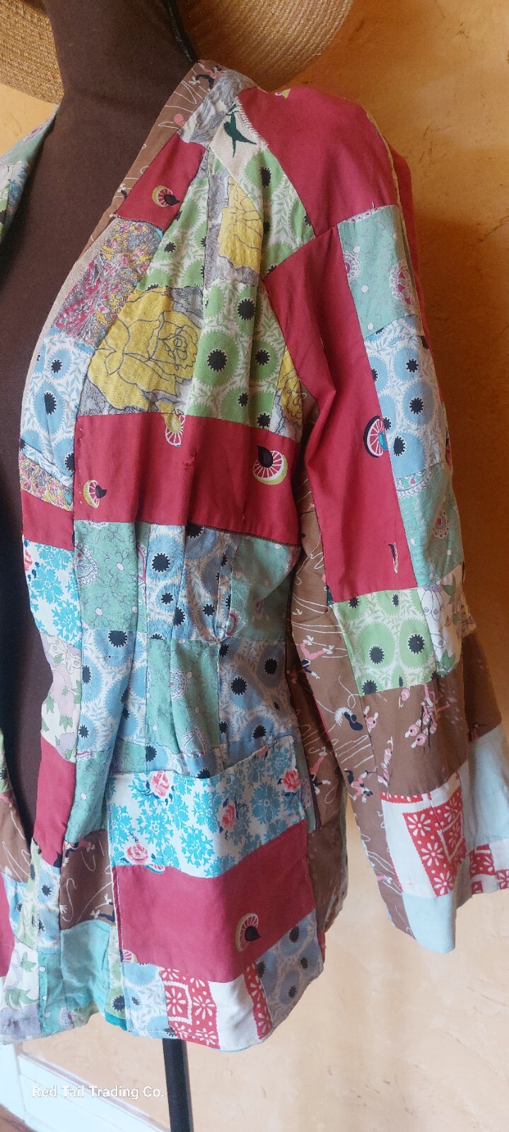 1940s Crazy Quilt Smock Jacket Made From Feedsack… - image 4
