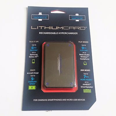Linearflux Lithiumcard Portable battery backup Hypercharger usb Micro Grey NEW