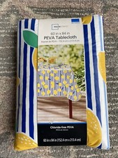 Mainstays 60 x 84 inches Lemons Striped PEVA Tablecloth Rectangle Vinyl Picnic