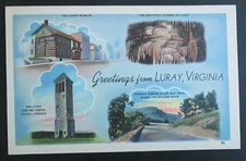 Greetings from Luray VA Unposted Linen Postcard