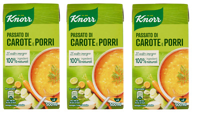 3x Knorr Passato di Carote e Porri Püree aus Karotten und Lauch Suppen 500ml