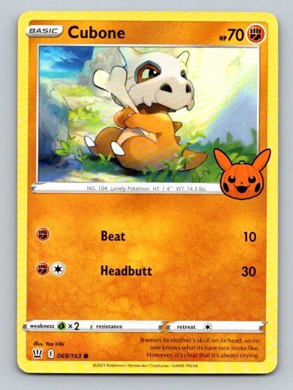 2022 Pokemon Card Trick Or Trade Cubone 69/163