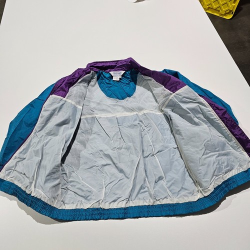 Vintage 90's Slazenger Windbreaker Large Pastel L Teal Purple Jacket Sandpiper - Picture 4 of 5