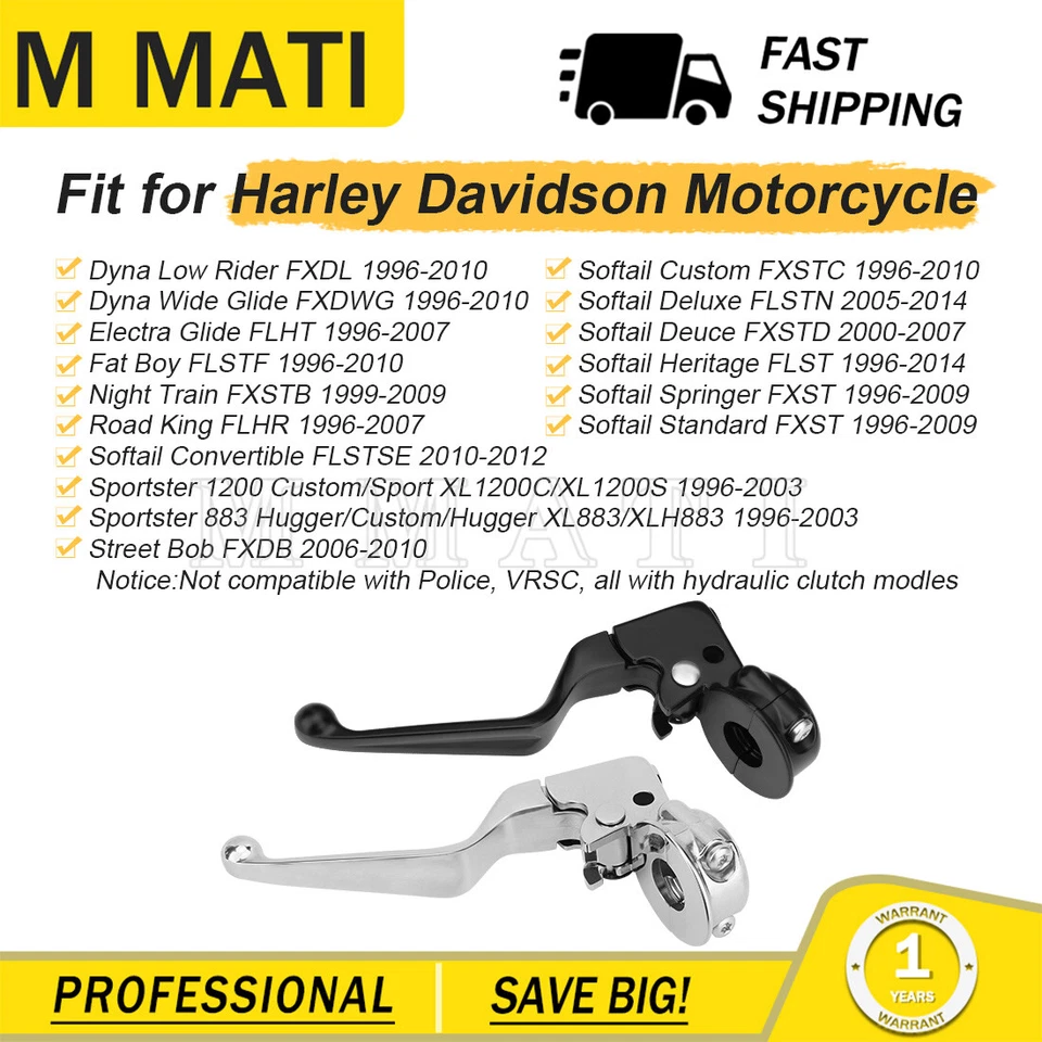 Clutch Lever Assembly Chrome or Black for Harley Sportster 883 1200 1996-2003 - Image 4 of 4