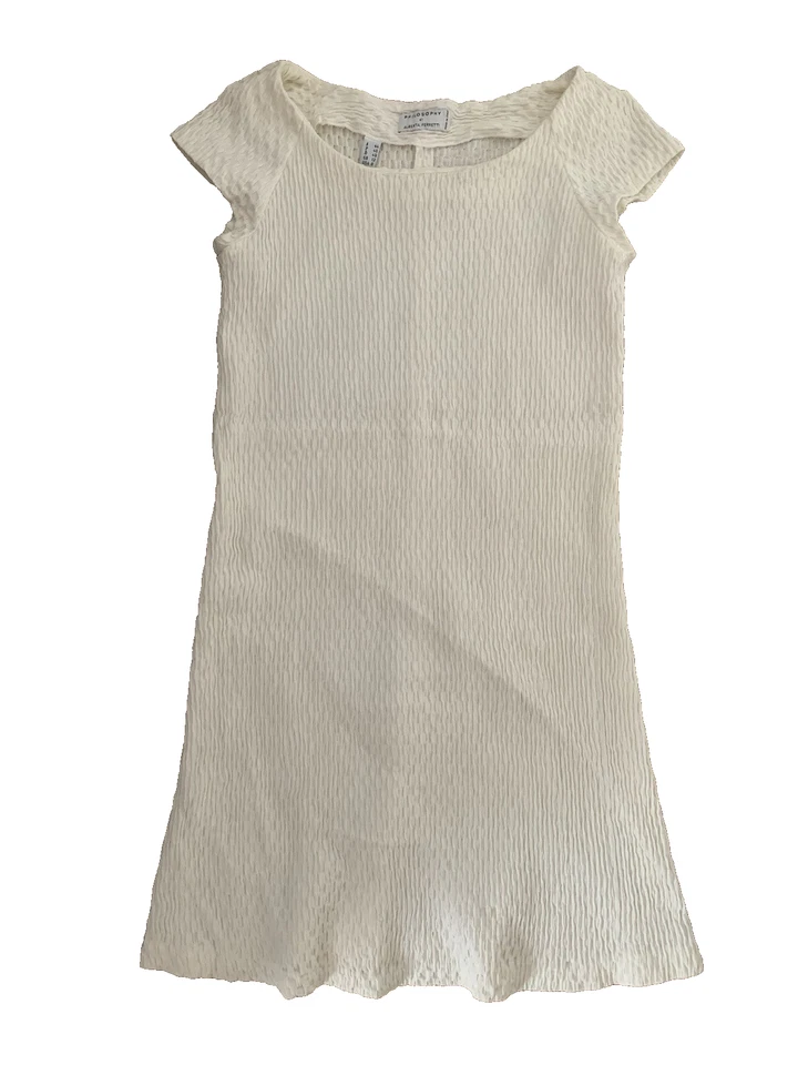 Mini Vestido PHILOSOPHY DI ALBERTA FERRETTI Blanco Texturizado Reino Unido 12 EE. UU. 8 IT 44 EN MUY BUENA CONDICIÓN Foto 2 de 4