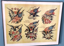 Sailor Jerry Vintage Tattoo flash Pin Up Art Print 11x14 FRAMED Ready to Hang